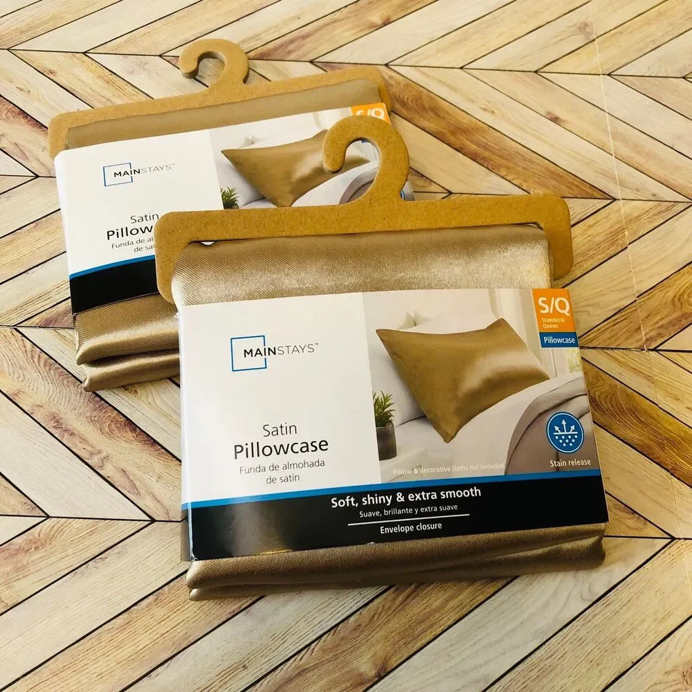 Mainstays Satin Standard Pillowcase Cover, Gold, 20"x32" Set of 2